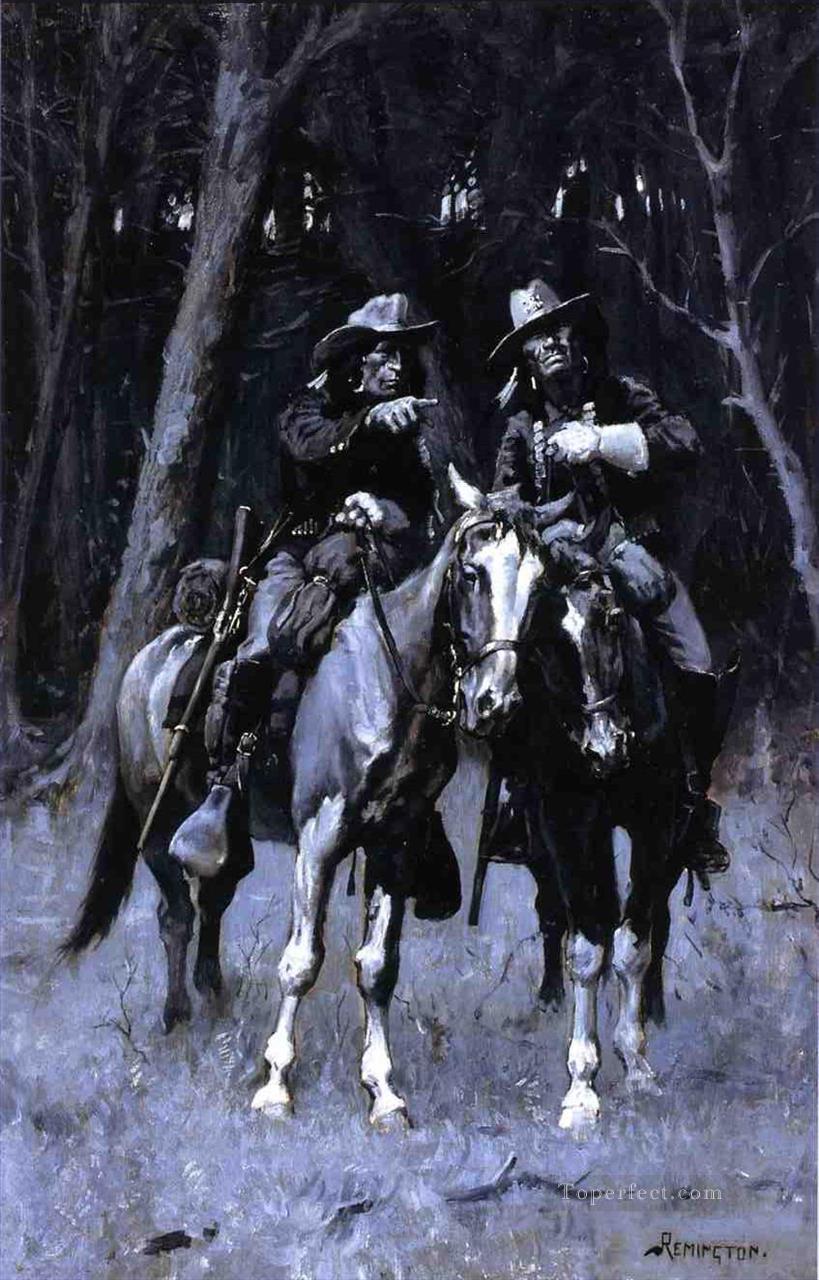 Cheyenne Scouts Patrolling the Big Timber of the North Canadian Oklahoma Old American West Frederic Remington Oil Paintings
